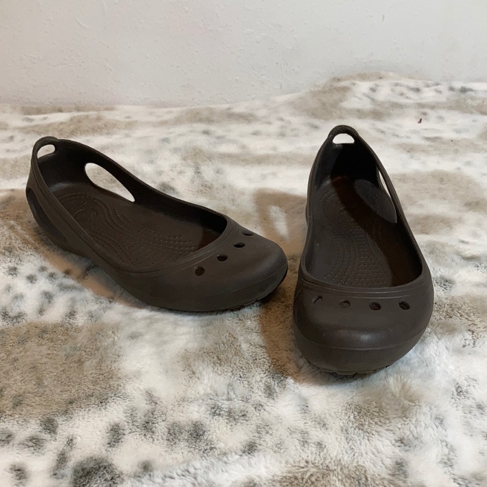 Brown flats CROCS size 7